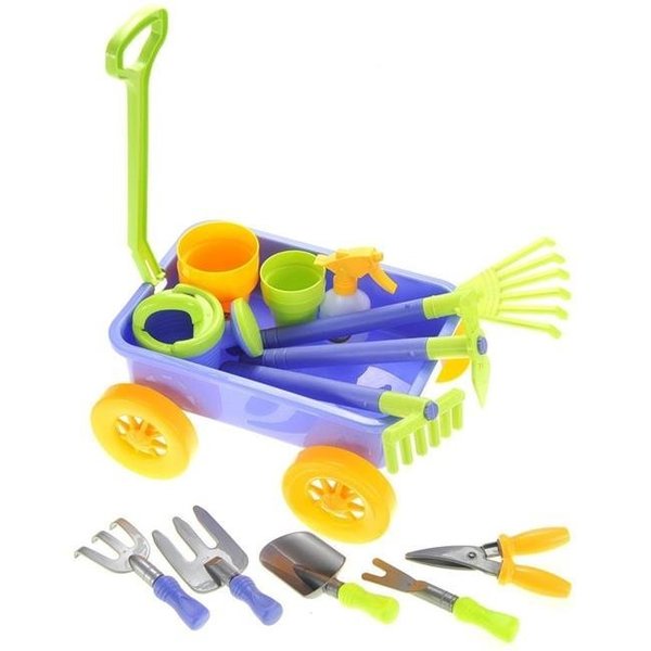 Az Impor AZ Import PS949 Garden Wagon & Tools Toy Set for Kids with 8 Gardening Tools; 4 Pots; Water Pail & Spray PS949